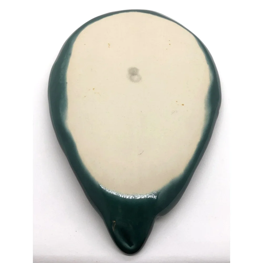 Dark Green Glazed Ceramic‎ Leaf Trinket Dish Botanical Decorative Platter 9 Inch
